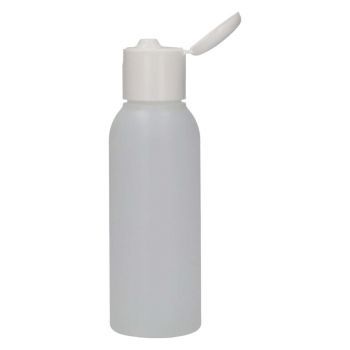 100 ml bottle Basic Round HDPE natural 24.410 + Fliptopcap PP white 