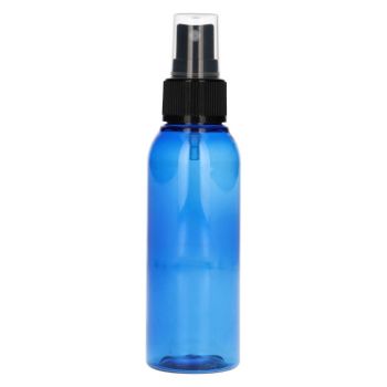 100 ml bottle Basic Round PET blue + spraypump black