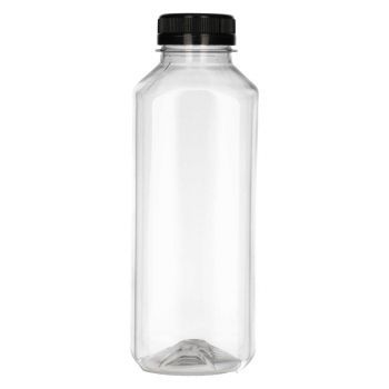 500 ml fles Juice Square PET transparent + garantiedop zwart