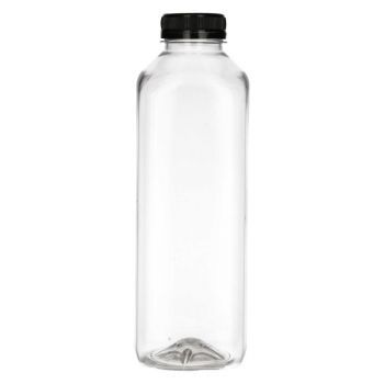 750 ml fles Juice Square PET transparent + garantiedop zwart