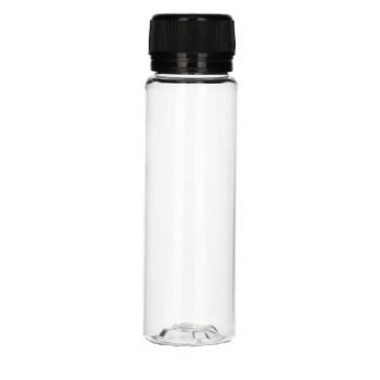 75 ml fles Juice mini shot PET transparent + garantiedop zwart