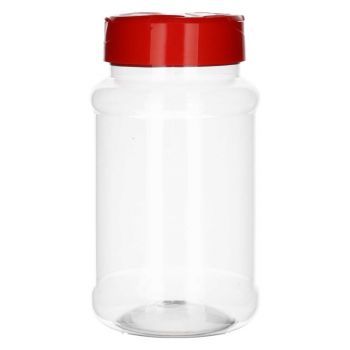 500 ml pot Spice round PET transparent + strooideksel rood