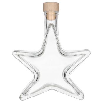 200 ml glazen fles in de vorm van een ster, inclusief dop